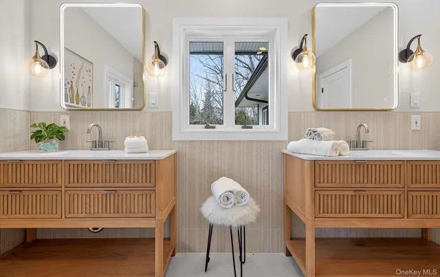 a white bath tub sitting in a bathroom