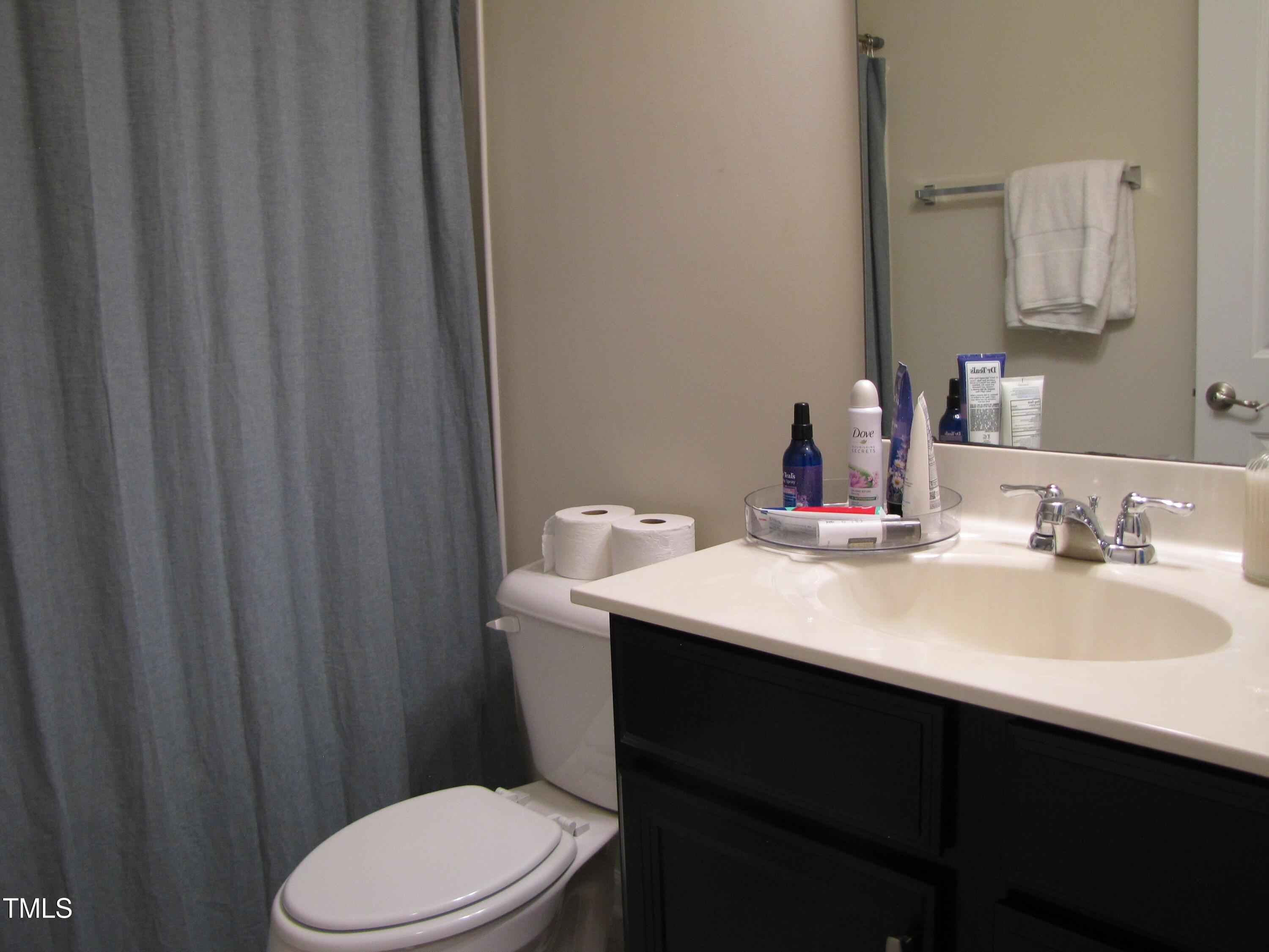58 Pocono Drive Durham, NC 27705 - Photo 15 of 22 a bathroom with a sink a toilet a mirror and vanity