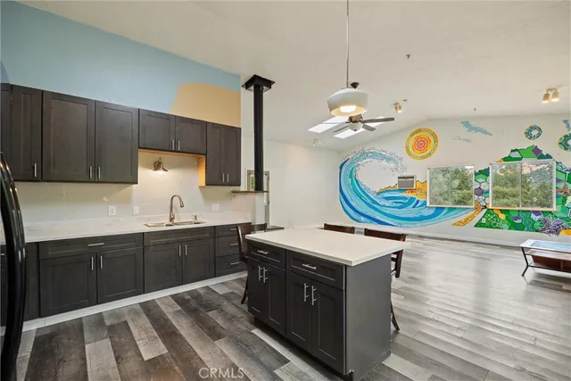 an aerial view of a house with mountain view