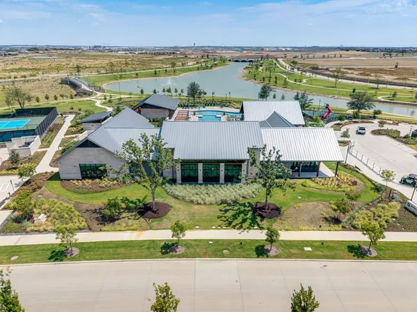 a view of a lake with a house