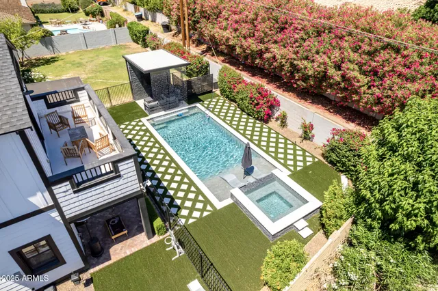 an aerial view of a house