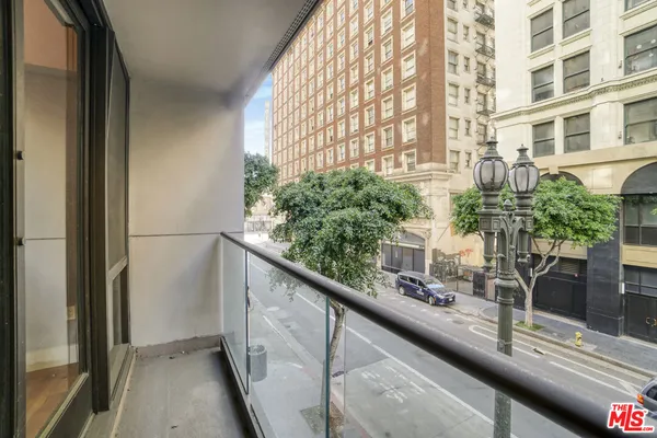 a view of balcony with a potted plant