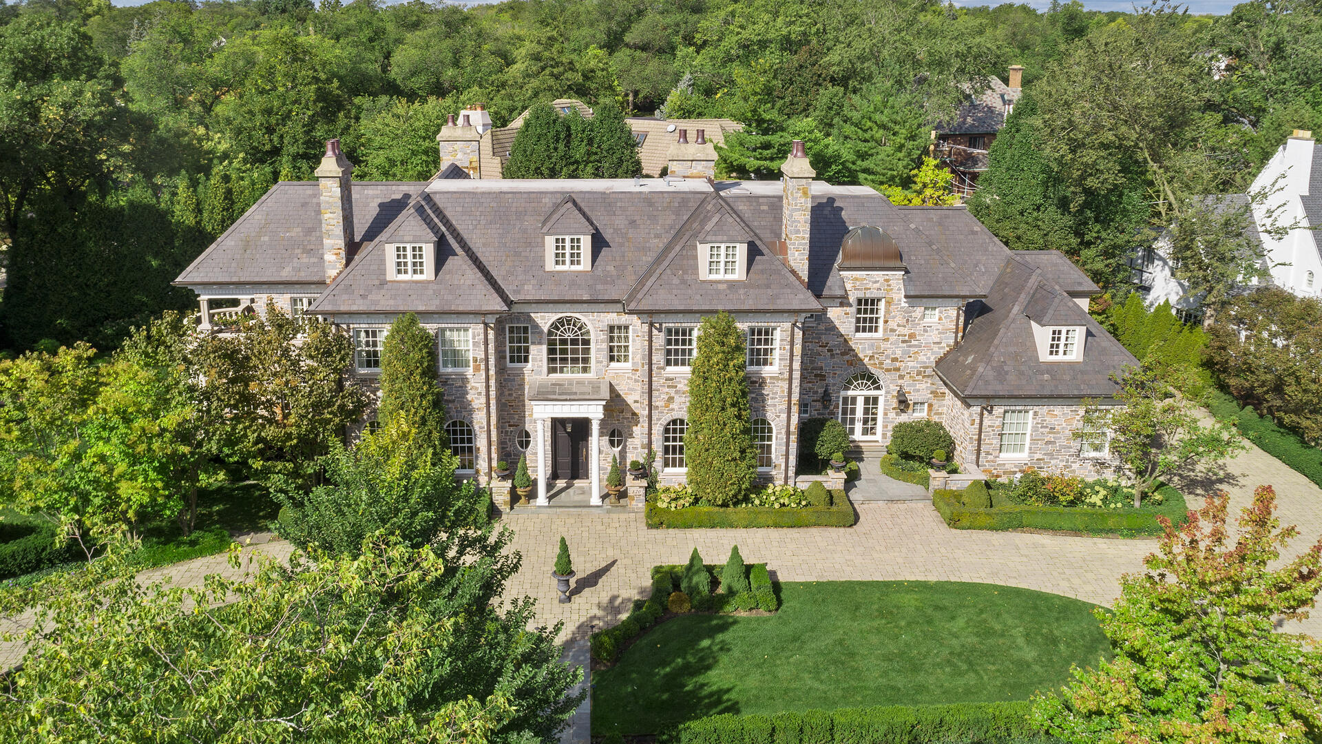 an aerial view of a house