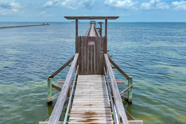 a view of a lake with a city view