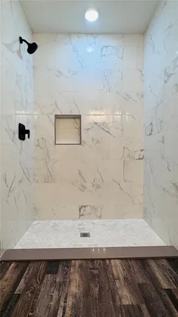 a bathroom with a shower