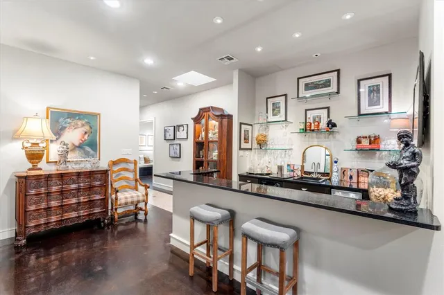 a view of a room with shelves