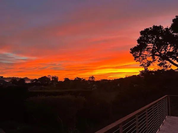 a view of a city with sunset view