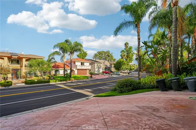 a city view with streets and trees