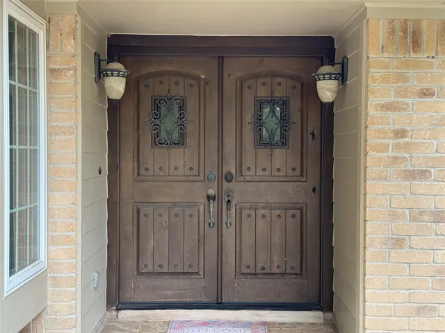 a view of a wooden door