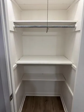 a view of an empty walk in closet