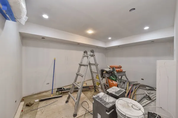 a bathroom with shower and tub