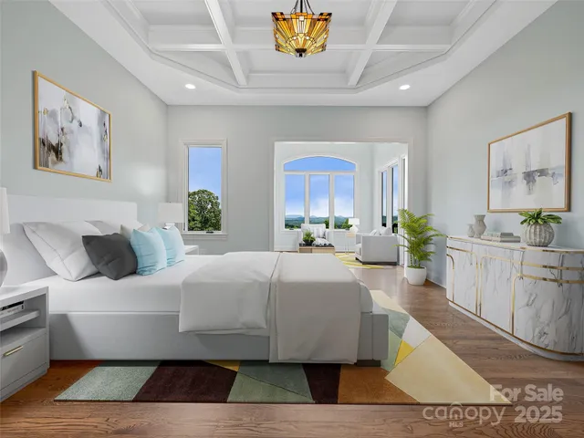 a living room with a couch and a potted plant