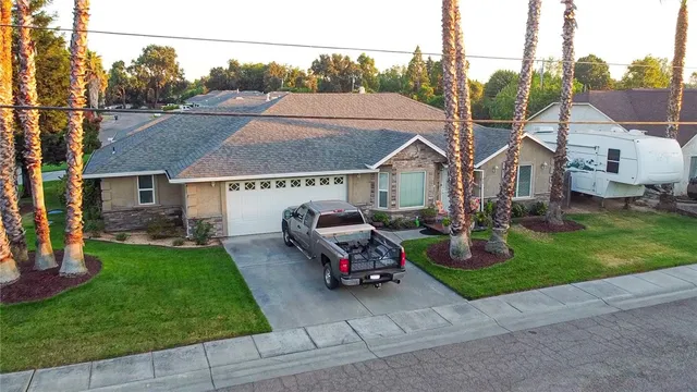 a aerial view of a house with garden