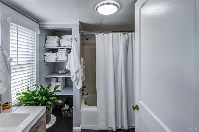 a view of a hallway and a potted plant