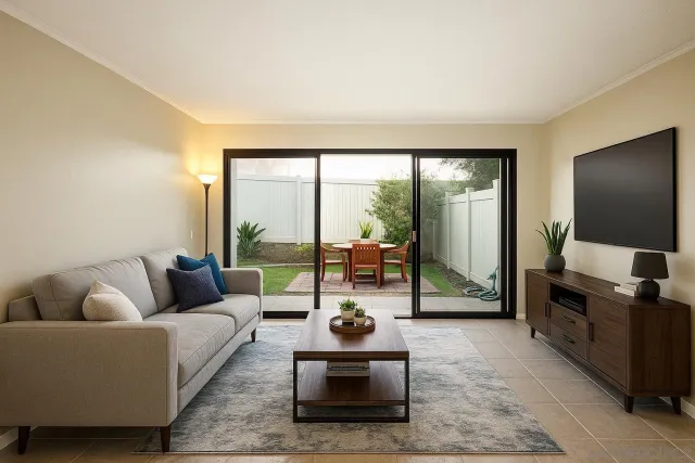 a living room with furniture and a flat screen tv