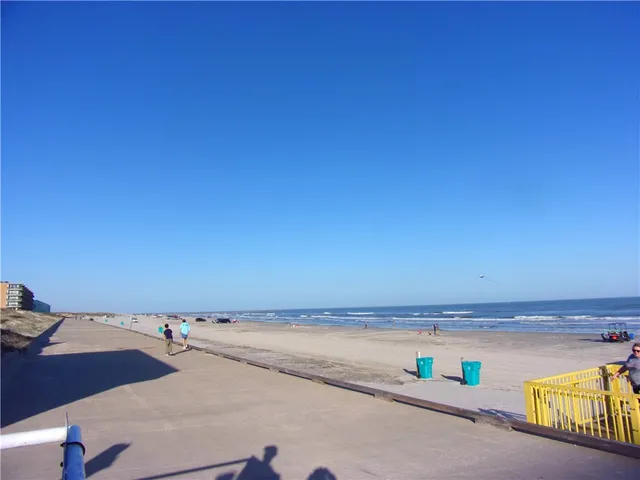 a view of an ocean and a building