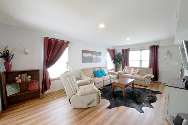 3709 Harms Road Joliet, IL 60435 - Photo 3 of 18 a living room with furniture a fireplace and a large window