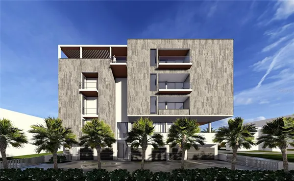 a front view of a building with balcony