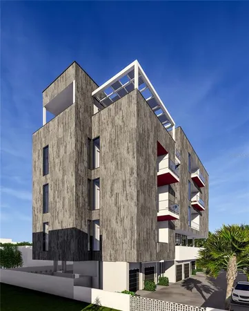 a view of a building with a street