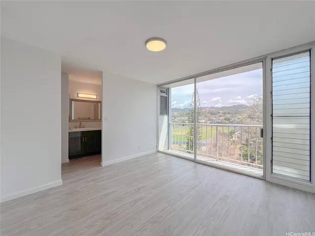 a view of a lake with a city