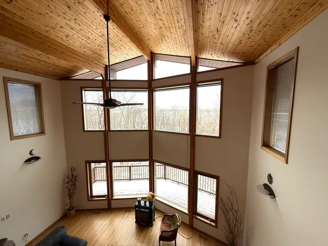 a view of a furniture in wooden floor