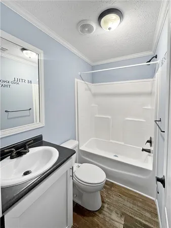 a bathroom with a sink a toilet and a bathtub