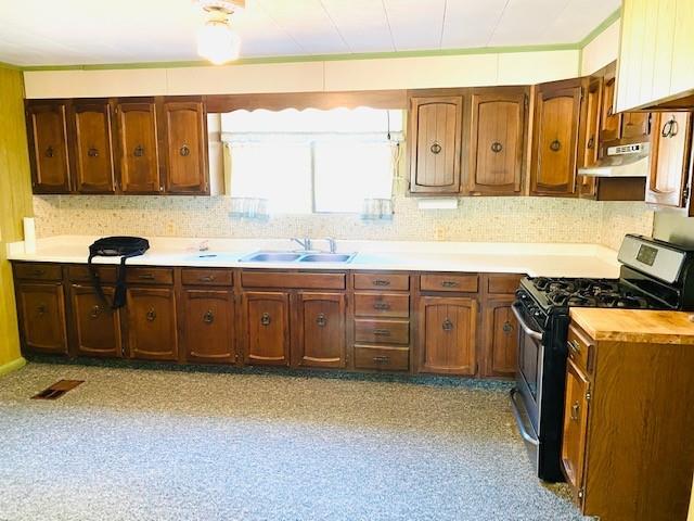 17731 East 2880 N Road Alvin, IL 61811 - Photo 7 of 17 a kitchen with a stove top oven a sink a counter space and cabinets