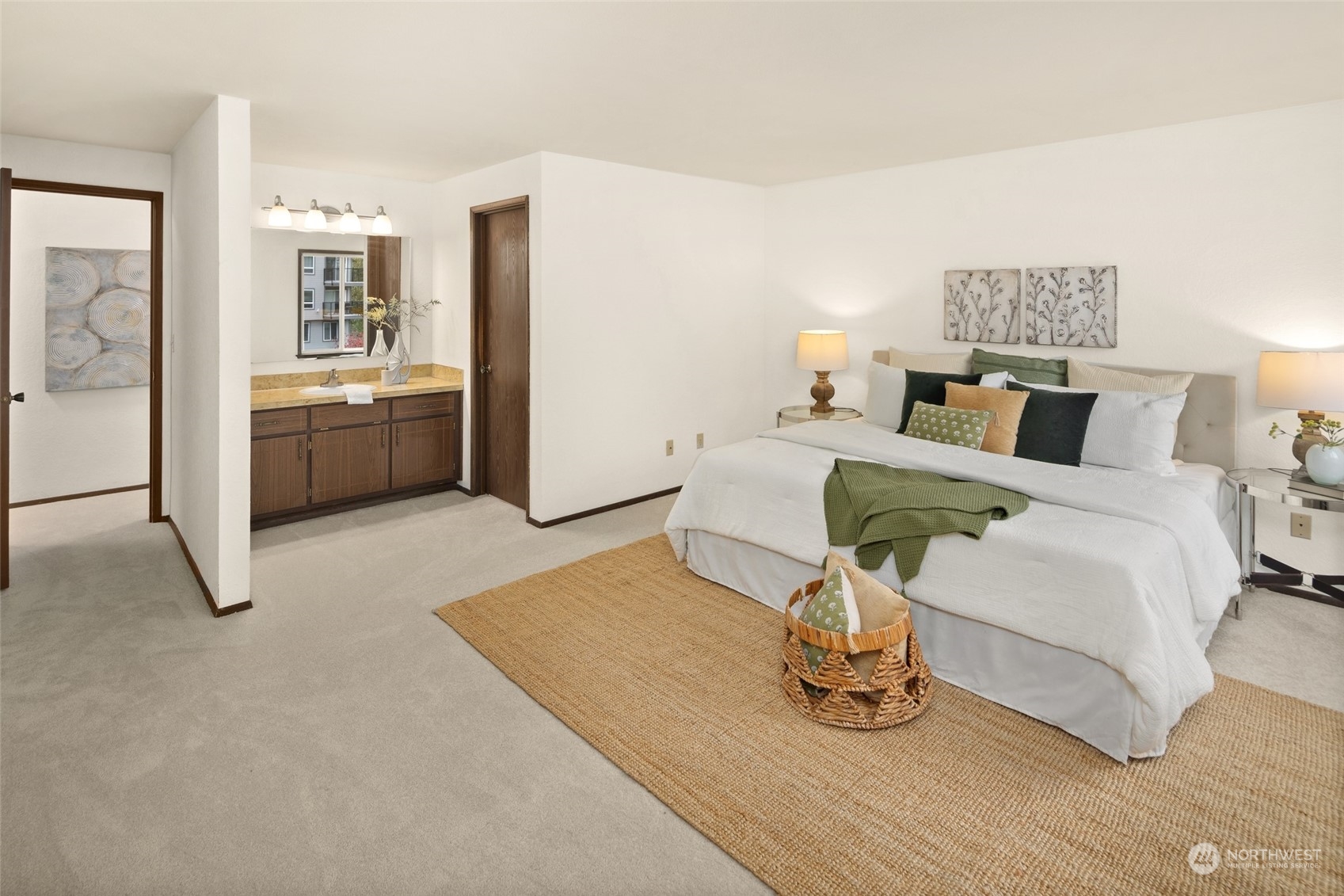 4100 Lake Washington Boulevard North, Unit A202 Renton, WA 98056 - Photo 13 of 25 a living room with a bed and furniture