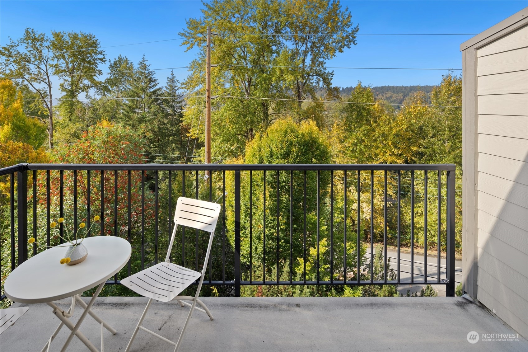4100 Lake Washington Boulevard North, Unit A202 Renton, WA 98056 - Photo 8 of 25 a view of a balcony with chairs