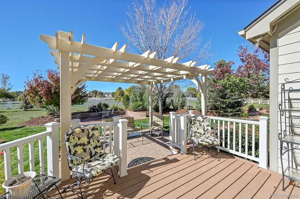 a view of a patio on the deck