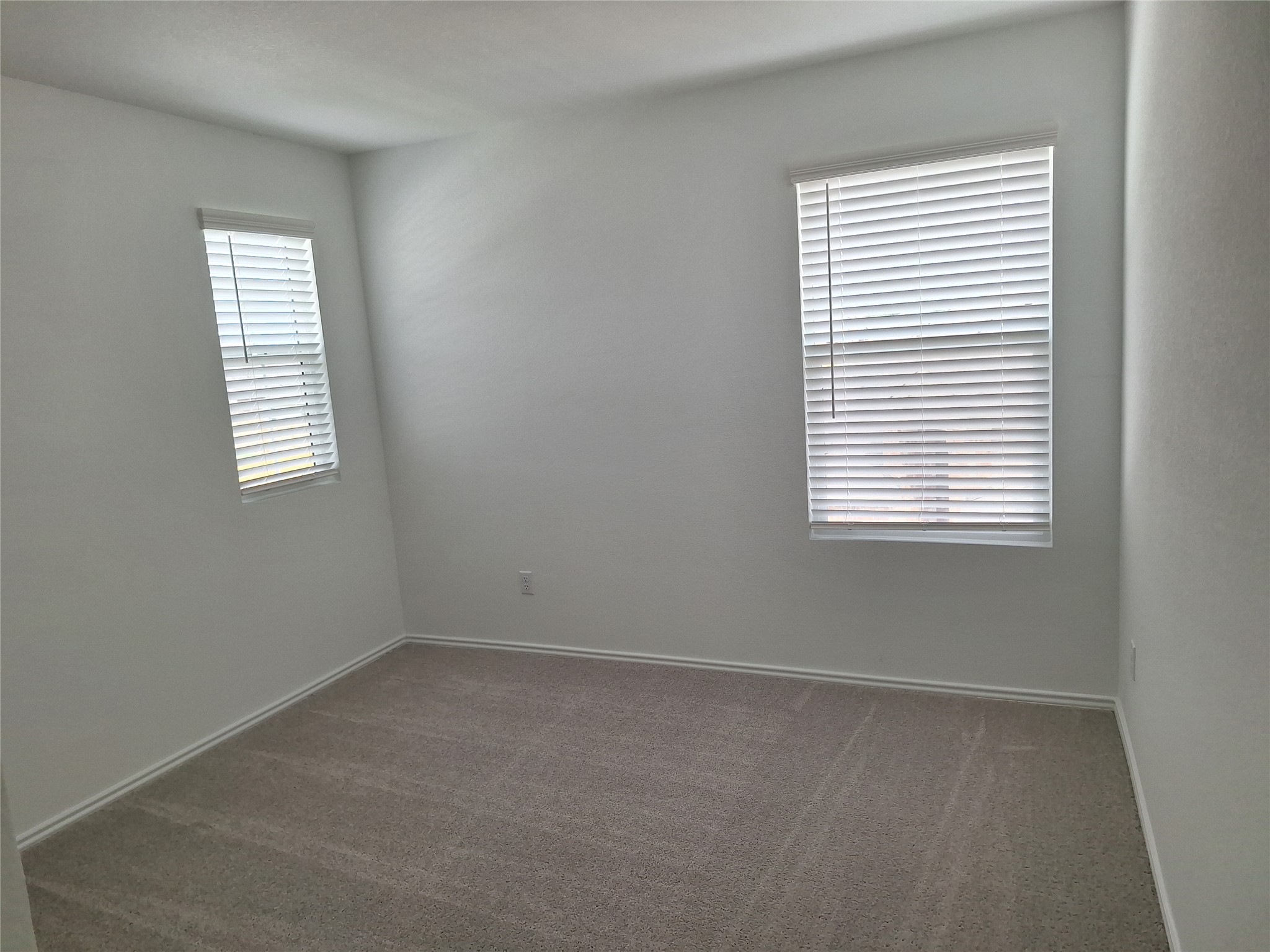 18001 Prairie Falcon Way Pflugerville, TX 78660 - Photo 17 of 38 Neutral wall tones featuring two windows with horizontal blinds and a plush carpeted floor