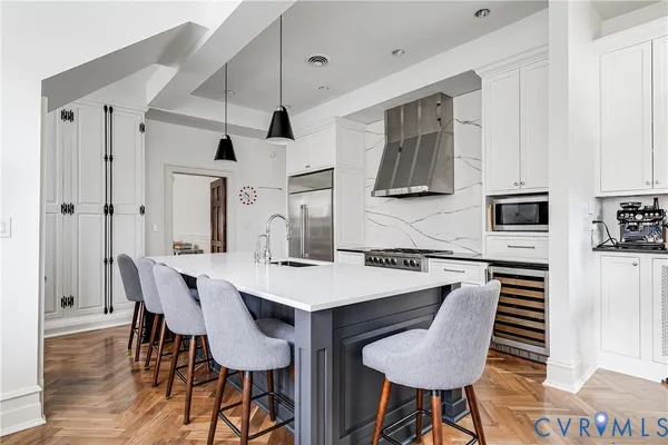 a living room with furniture