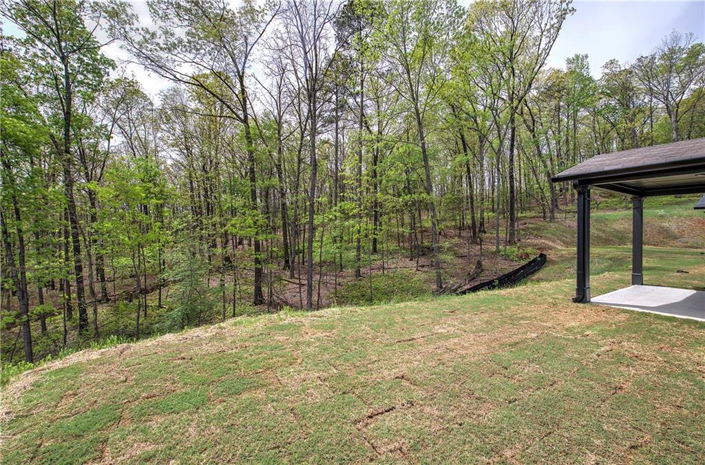 266 Summit Height Drive Cartersville, GA 30121 - Photo 46 of 51 a view of a backyard with large trees and wooden fence