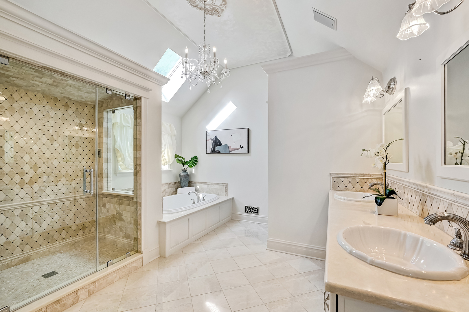 540 Ridgemoor Drive Willowbrook, IL 60527 - Photo 21 of 62 a spacious bathroom with a granite countertop sink a mirror and shower