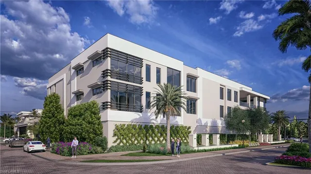 a front view of a multi story building