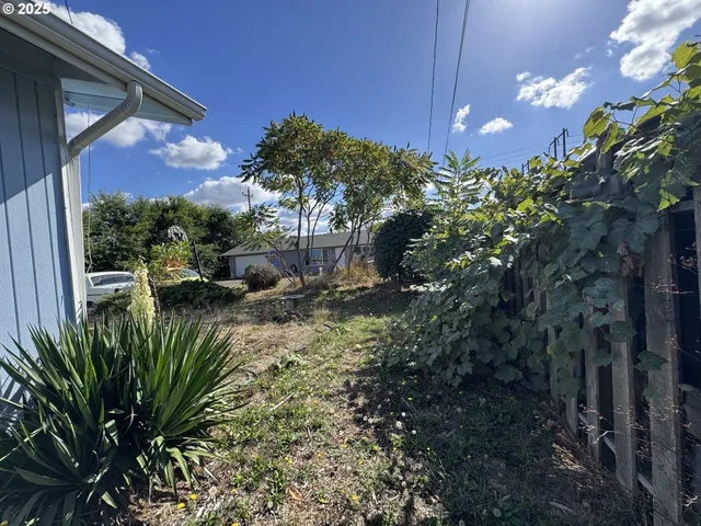 a view of a house with a yard and plants