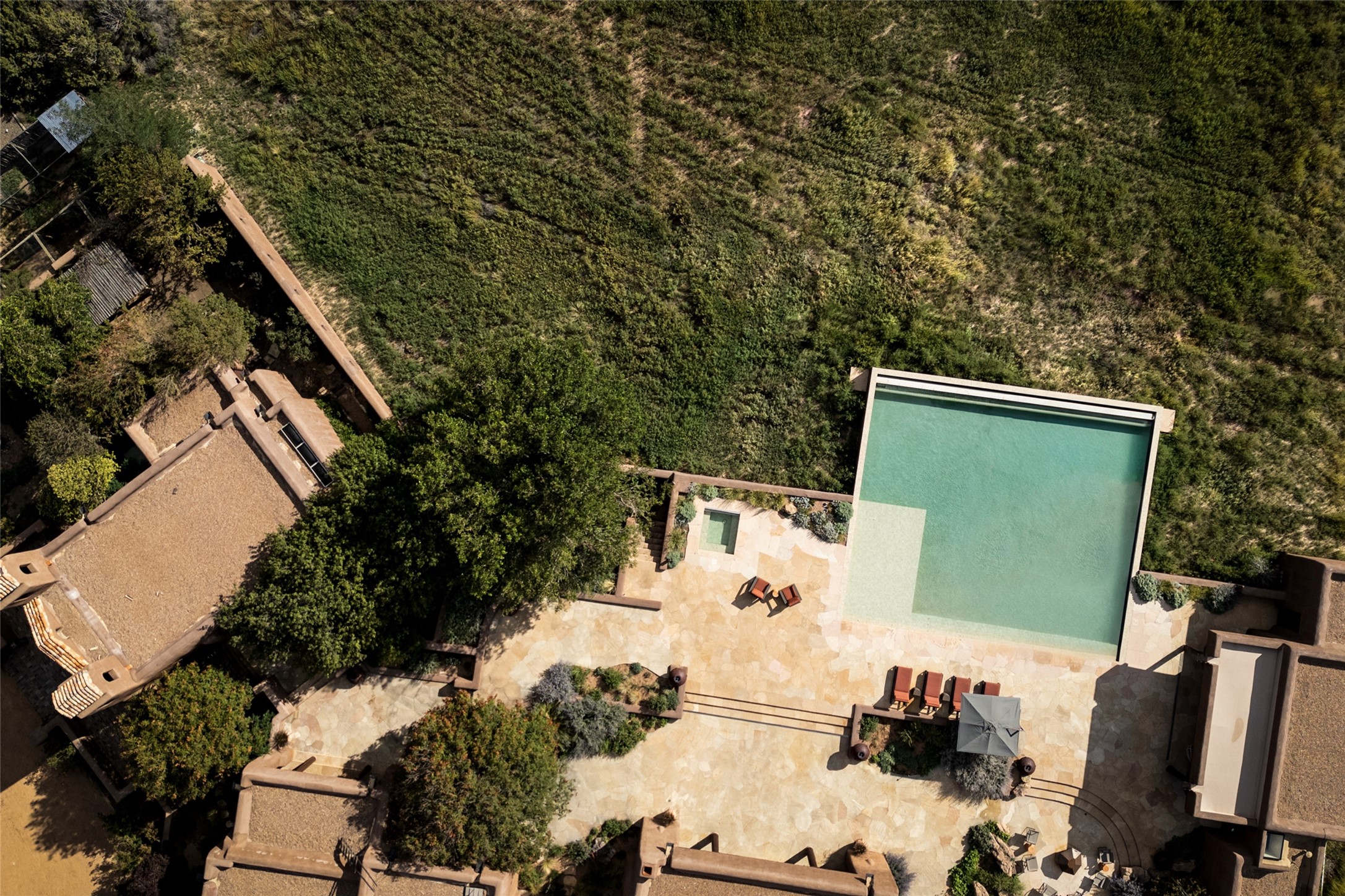 37 Rancho Alegre Road Santa Fe, NM 87508 - Photo 37 of 69 Aerial View of Infinity Pool & Spa