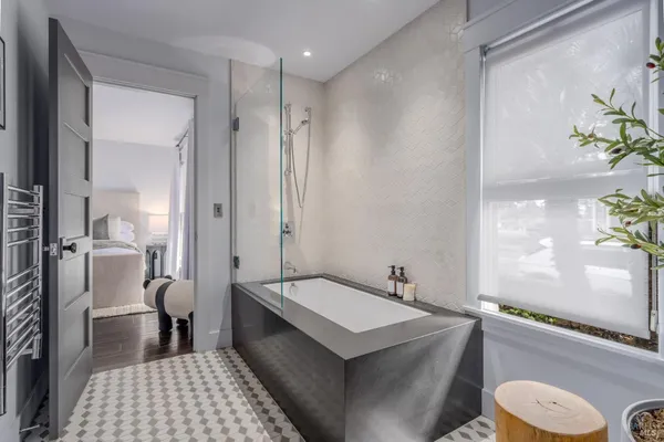 a view of entryway with wooden floor