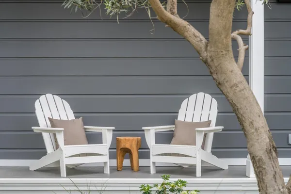 a view of a balcony with an outdoor space