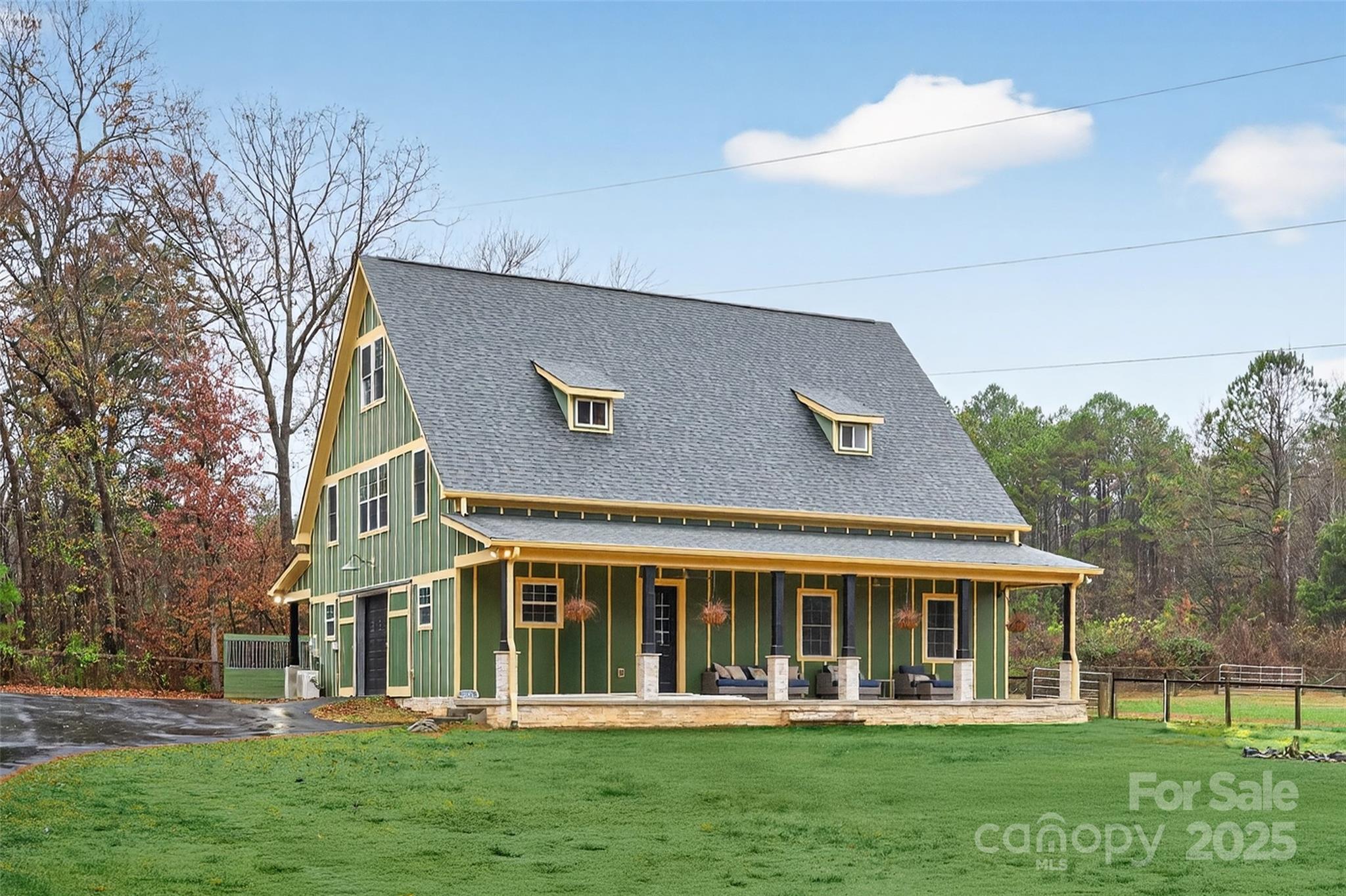 front view of a house with a yard