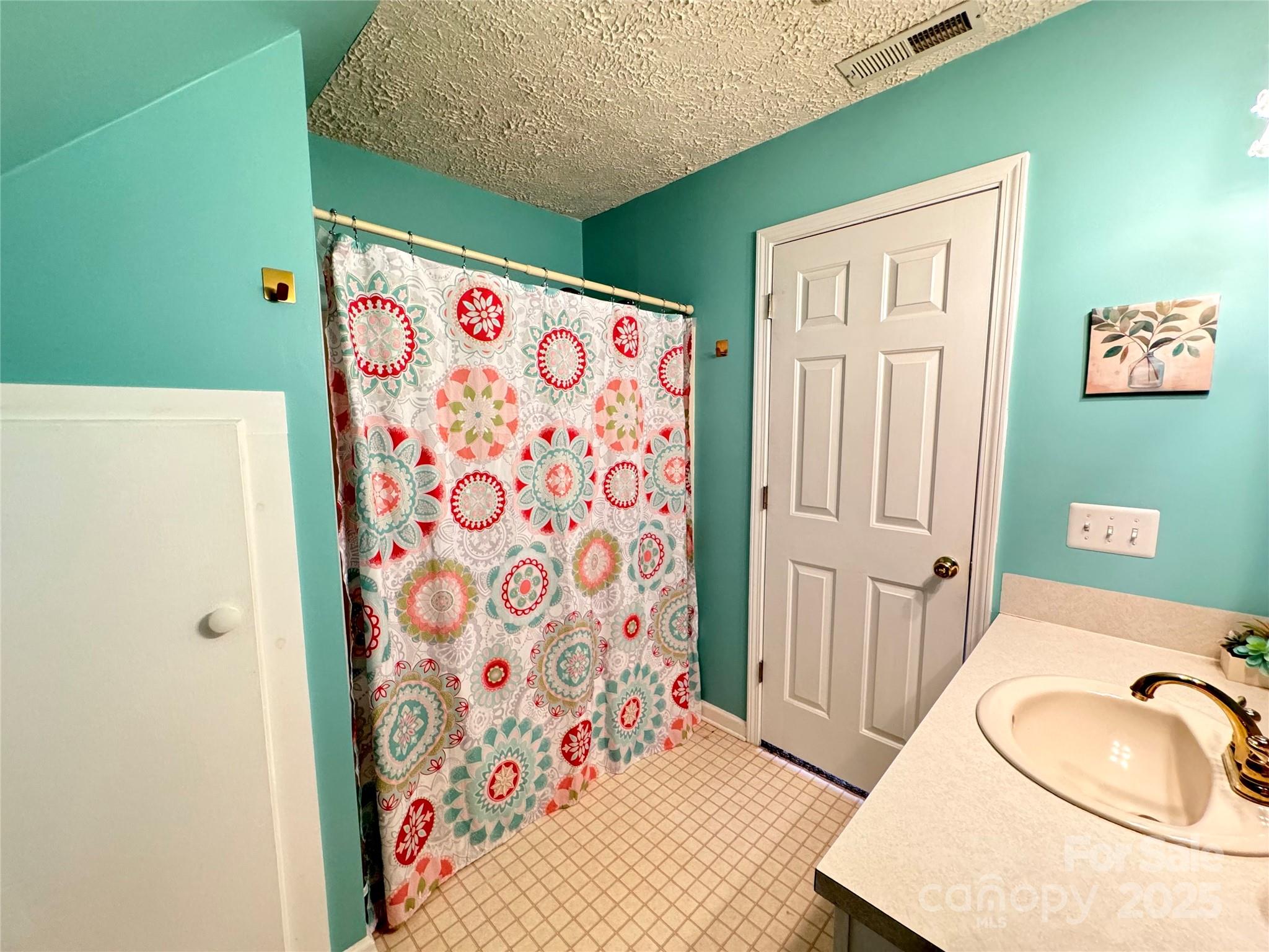 5006 Howell School Road Jonesville, NC 28642 - Photo 33 of 47 a bathroom with a sink a toilet and shower curtain