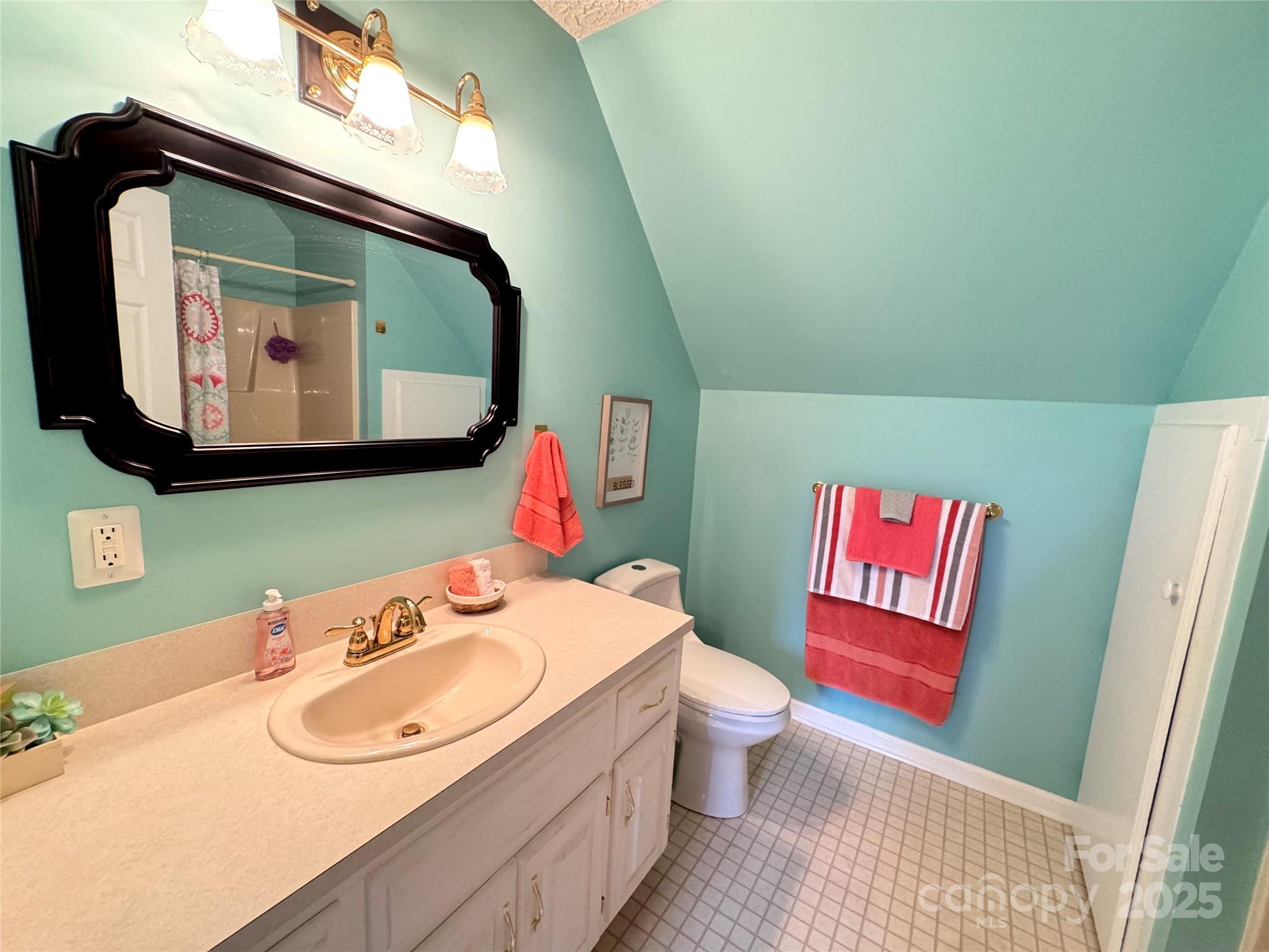 5006 Howell School Road Jonesville, NC 28642 - Photo 34 of 47 a bathroom with a toilet sink vanity and mirror