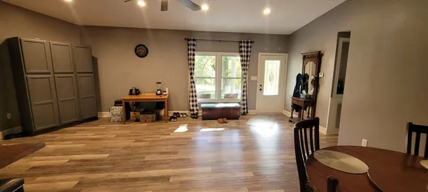 a living room with furniture