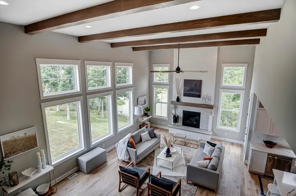 a kitchen with sink cabinets and window