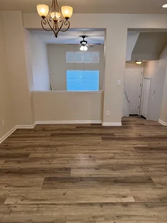 a view of a livingroom with a chandelier