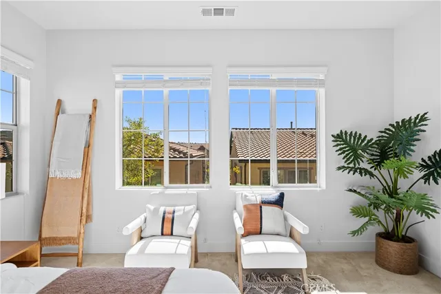 an empty room with a bathroom