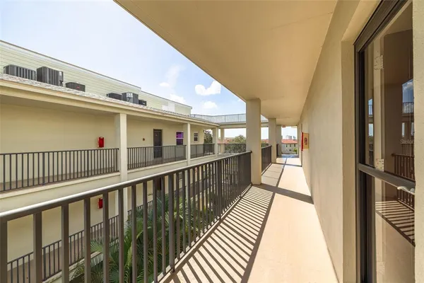 a view of balcony with seating space
