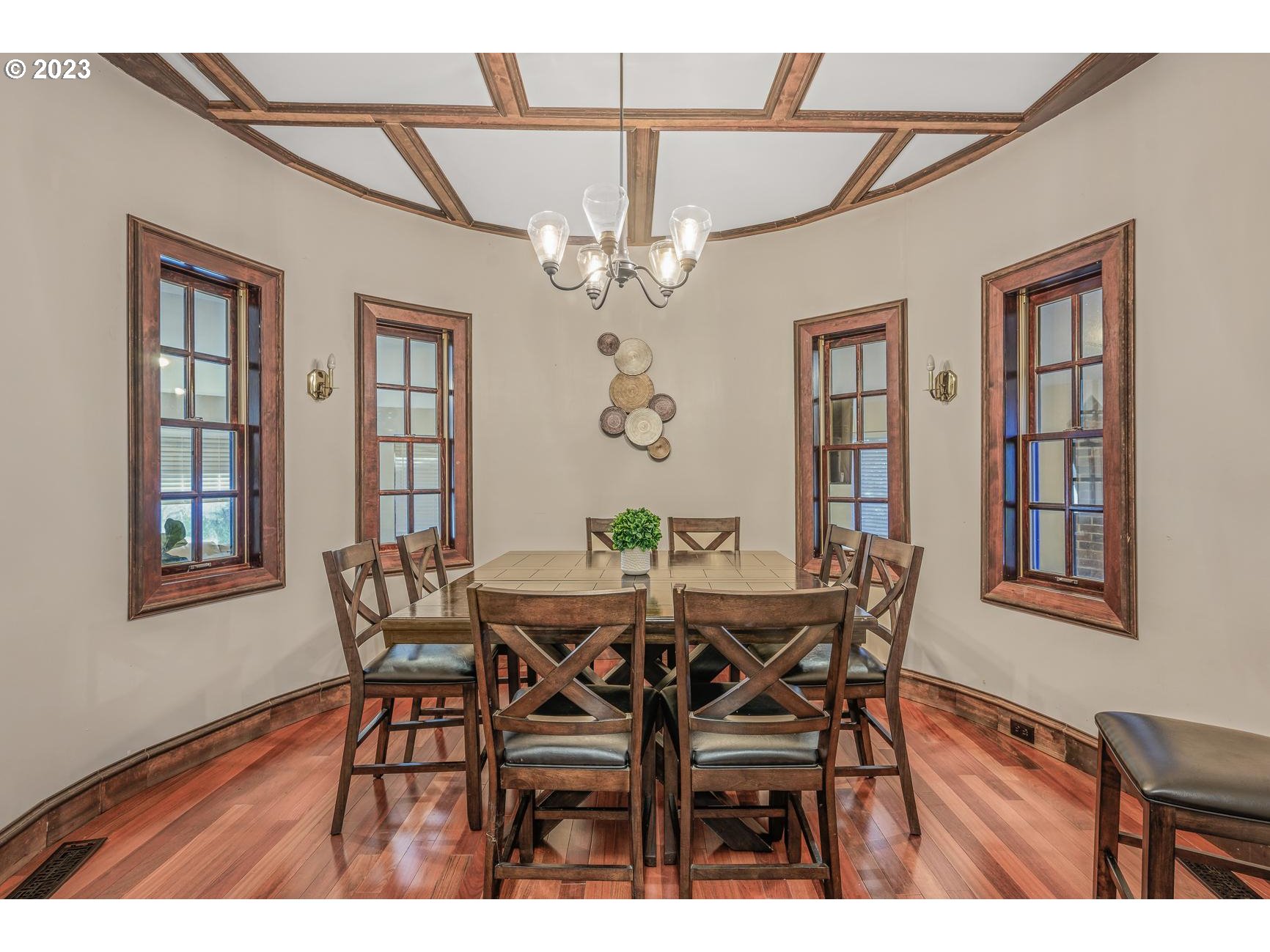 4224 Southwest Melville Avenue Portland, OR 97239 - Photo 45 of 48 a view of a dining room with furniture and chandelier