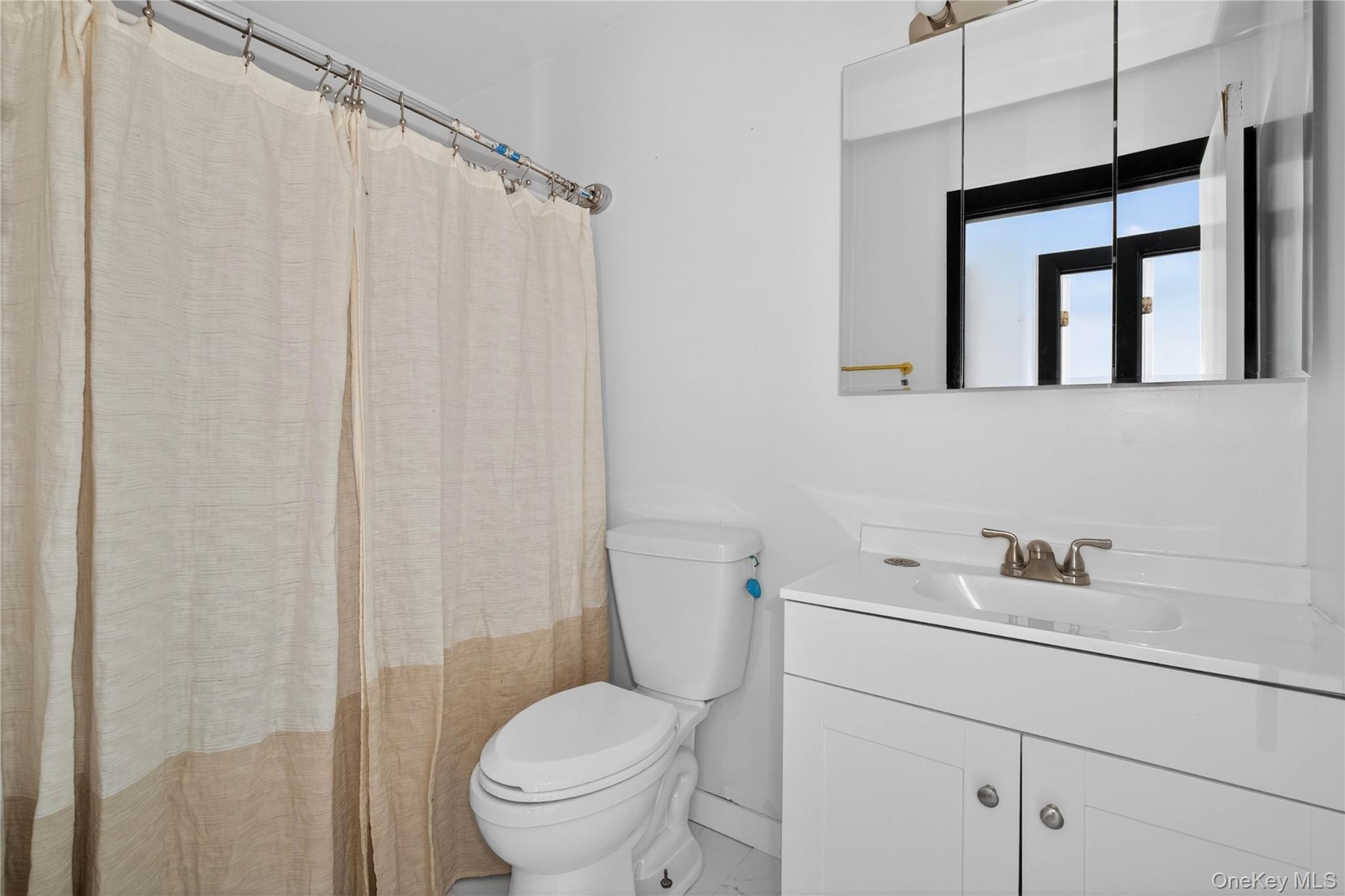 40 Felter Hill Road Monroe, NY 10950 - Photo 17 of 37 a bathroom with a sink a toilet and shower curtain
