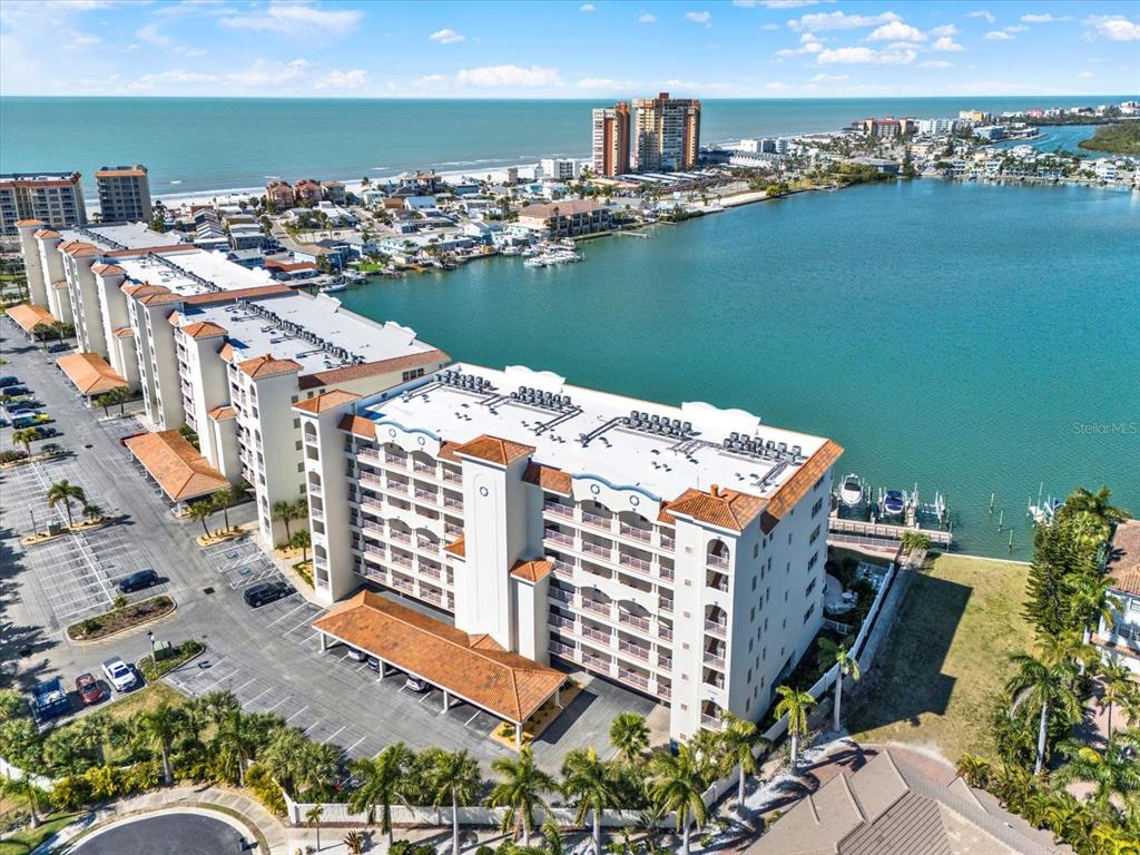 a view of a city with ocean view